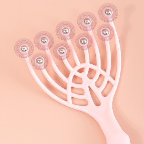 Scalp Massager, Handheld SPA Head Massager, 9-Prong Hair Care Massager, Deep Pressure Relief for Stress, Nice Gift for Parents, Pink
