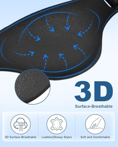eZAKKA Black Leather Eye Patch, Eye Patches Pirate for Adults Right & Left Eyes, Adjustable for Lazy Eye and After Surgery, Black (Glossy Style)