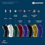 Bauerfeind Sports Compression Knee Support NBA - Lightweight Design with Gripping Zones for Basketball Knee Pain Relief & Performance with Team Designs (Black, L)