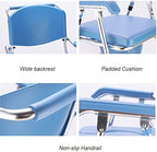 Obesity Bedside Commode Chair 3 in 1 Toilet Seat Deluxe Bath Wheelchair with Ultra-Premium Padded Non-Slip Handrail Seniors Disabled Walking Aid