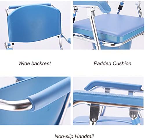 Obesity Bedside Commode Chair 3 in 1 Toilet Seat Deluxe Bath Wheelchair with Ultra-Premium Padded Non-Slip Handrail Seniors Disabled Walking Aid