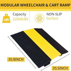 BESEA Threshold Ramp Floor Cord Cover 36" x 35.5" x 2" Heavy-Duty Wheelchair Cart Ramp with 11" x 2" Channel, Anti-Slip Design, Supports 22,000 lbs for Doorways, Curbs, Wires and Hoses