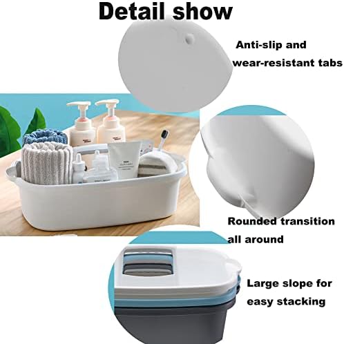 Large Plastic Cleaning Supply Caddy with Handle, Portable Cleaning Tool Storage Tote for Dorm, Bath, Pantry (Dark Grey)