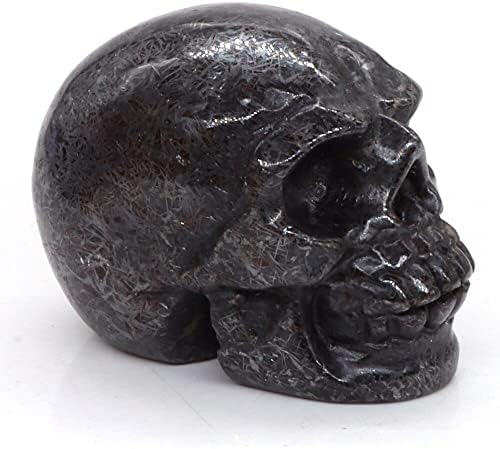 2" Skull Statues Black Meteorite Crystal Hand Carved Figurines Sculpture Reiki Healing Stone Home Decoration Gift