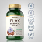Piping Rock Flaxseed Oil 1000mg Softgel Capsules | 180 Count | Cold Pressed Supplement | Non-GMO, Gluten Free