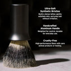 SUPPLY Silvertip Synthetic Shaving Brush for Men – Dense Synthetic Fibers, Thick Lather, Matte Black