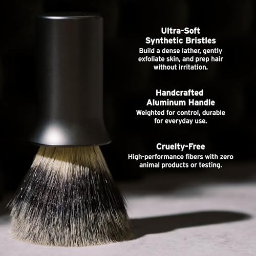 SUPPLY Silvertip Synthetic Shaving Brush for Men – Dense Synthetic Fibers, Thick Lather, Matte Black