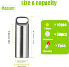 Waterproof Stainless Steel Pill Case, Waterproof Pill Box, Pocket Pill Container, Keychain Pill Fob, Travel Pill Holder for Men Women-Medium