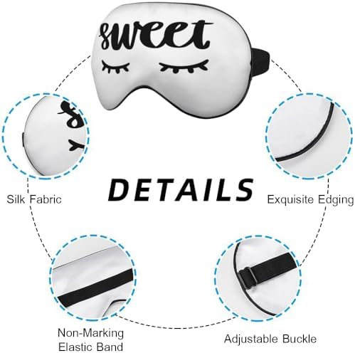 Sweet Dreams Eye Mask Sleeping Mask Cute Eyelashes White Sleep Masks Silky Soft Eye Cover for Women Men Shading Blindfold for Air Travel Sleeping