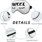 Sweet Dreams Eye Mask Sleeping Mask Cute Eyelashes White Sleep Masks Silky Soft Eye Cover for Women Men Shading Blindfold for Air Travel Sleeping