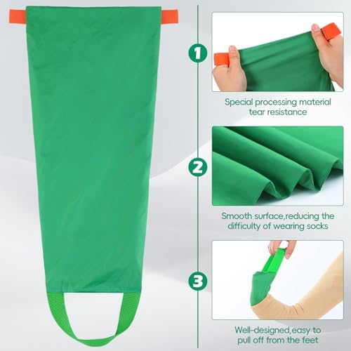 Threlaco 2 Pcs Easy Slide Compression Stocking Aid Sock Open Toe Helper Device Easy on Application Tool Put on Compression Socks Applicator Aid for Seniors(Normal Size)