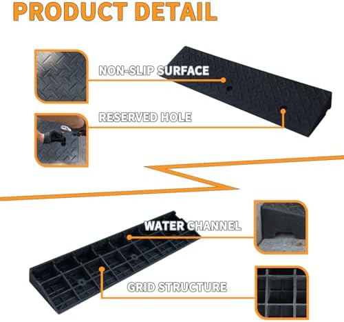Curb Ramp 2" Rise Rubber Curb Ramps for Driveway Curb Ramps for Sidewalks Car Ramps Door Threshold Ramp Shed Ramps for Riding Mower 7000 LB Capacity