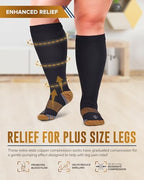 Doctor's Select Copper Plus Size Compression Socks Wide Calf - 2 Pairs | 20-30mmHg Extra Wide Calf Compression Sock Women |Traveling & Running | Tan /cppr-3XL