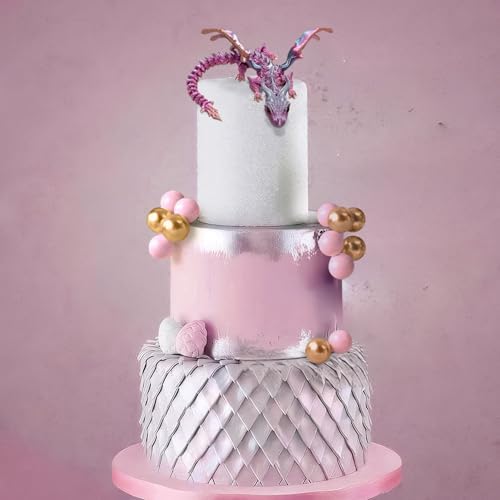 3D Printed Dragon Fantasy Fantasy Dragon Cake Topper Dragon Eggs Cake Decor Pink Balls Cake Decor for Baby Shower Birthday Wedding Party Supplies（Random colours）