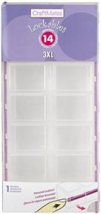 Craft Mates Craft & Sewing Supplies Organizer, 14 Locking Compartments (3XL) with Clear Lids, Bead, Jewelry, Embroidery, Thread, Needle, Scrapbooking, DIY Storage Box for Crafters and Artists