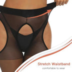 Yilanmy Suspender Tights for Women Garter Belt Tights High Waist Control Top Pantyhose Sheer Thigh High Stockings