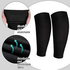 SATINIOR 4 Pairs Calf Compression Sleeve Leg Compression Sock Calf and Shin Support Relieve Calf Pain for Men Women Youth for Running, Cycling, Walking Black, Large