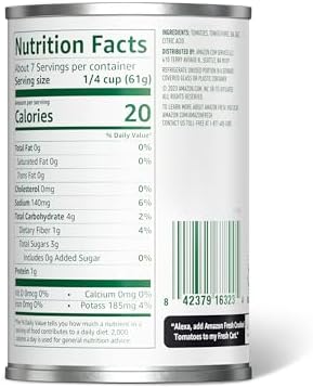 Amazon Fresh, Crushed Tomatoes in Purée, 15 Oz (Previously Happy Belly, Packaging May Vary) (Pack of 6)