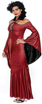 Dreamgirl Women's Vampire Vixen Costume - Wet Look Dress with Velvet Collar and Lace Details
