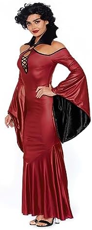 Dreamgirl Women's Vampire Vixen Costume - Wet Look Dress with Velvet Collar and Lace Details