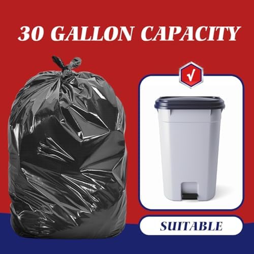 Teivio Black Trash Bags 20-25 Gallon 200 Count | Large Multipurpose | Fit 15,16,18,20,21,23,25 gallon Garbage Bin Liner | Kitchen | Lawn And Leaf Bags Outdoor Yard Waste Bag | Workshops Trash