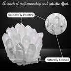 Amazing Gemstone Large Clear Quartz Crystal Cluster Points for Meditation, Home Decor and Gift - Natural Quartz Crystals and Healing Stones for Enhance Energy with Large Crystals Points