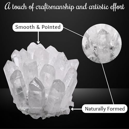 Amazing Gemstone Large Clear Quartz Crystal Cluster Points for Meditation, Home Decor and Gift - Natural Quartz Crystals and Healing Stones for Enhance Energy with Large Crystals Points