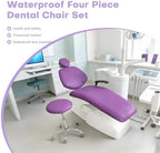 5Pcs Dental Chair Covers Set - Waterproof & Non-Slip PU Leather Elastic Full Covers with Foot, Seat, Headrest & Backrest Protectors for Dental Clinic Chairs(Purple)