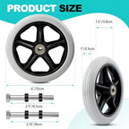 2Pcs 6 Inch Solid Wheelchair Replacement Wheels Rubber Material for Walkers, Rollators, Wheelchairs Accessories, Anti-Slip and Durable ABS Wheel Hub Walker Accessories Wheels(Grey)