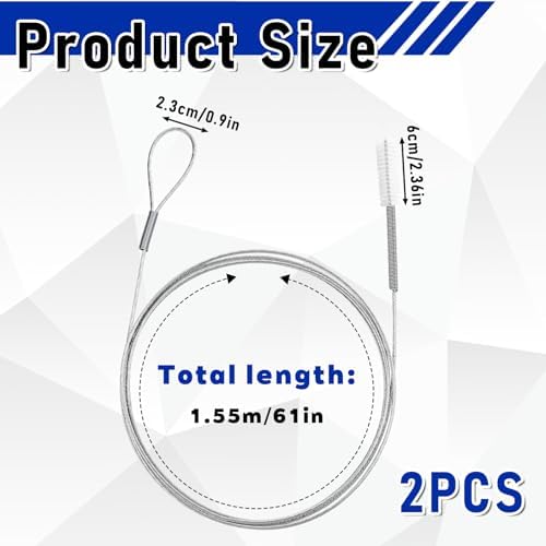 2 Pcs Long Tube Cleaner Brush, Extra Long Pipe Tube Cleaner Flexible Longs Drain Brush Bristles Drain Cleaning Brushes 55 Inch Nylon Spring Aquarium Filter Brushes for Home Kitchen Automotive