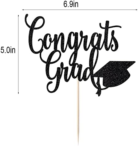 Black flash Congrats Grad Cake Topper,2026 Graduation Cake Topper, Congrats Grad Decorations,2026 High School/College/Senior Graduation Party Decorations Supplies.