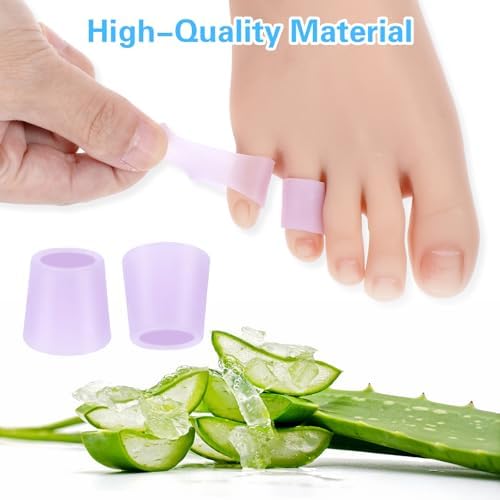 24 Pcs Silicone Toe Sleeves, Soft Gel Protector Toe Cushions Cuttable Pinky Toe Sleeves Protectors Corn Protectors Toe Tube Pads for Hammer Toe Stubbed Toe Corns Calluses Protect(Purple)