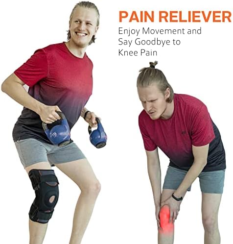 Hinged Knee Brace for Knee Pain, Meniscus Tear Knee Support with Side Stabilizers for Men and Women Patella Knee Brace for Arthritis Pain Running Working Out Black (Large)