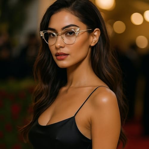 Rhinestones Bling Bling Cateye Reading Glasses Women Blue Light Blocking