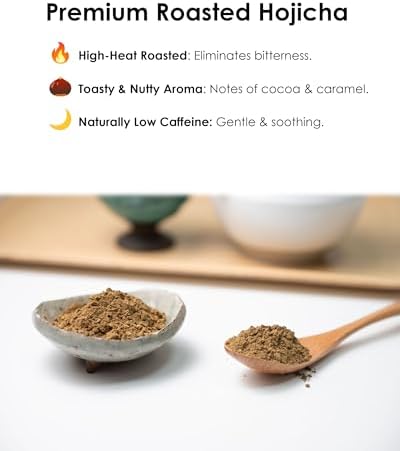 SUMIRE Premium Hojicha Powder for Lattes - Authentic Roasted Green Tea from Kagoshima, Japan - Low Caffeine & No Sugar Added - Fine Texture for Baking, Smoothies & Tea (3.5oz/100g)