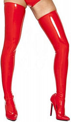 EXLATEX Women's Latex Rubber Thigh High Long Stockings
