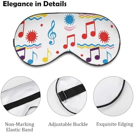 Colorful Music Notes Clef Sleeping Mask Sleep Eye Mask Blindfold with Adjustable Strap Soft Eye Mask Sleep for Blocking Out Lights