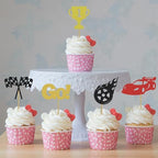 24Pcs Racing Car Cupcake Decoration,Cupcake Toppers Gifts Decorations Supplies, Fast Birthday Decorations for Man Suitable for Lively Birthday Party Events