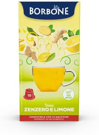 Caffè Borbone's Ginger & Lemon Herbal Tea Capsules, Compatible with Nespresso® Original Line. (6 Packs of 10)