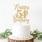 Happy 54th Birthday Cake Topper, 54 Birthday Decorations for Women/Men, Cheers to 54 Years, Hello 54, 54th Happy Birthday Party Decorations Gold Glitter