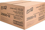 Genuine Joe Jumbo Roll Bath Tissue - 2-Ply White Toilet Paper, 3.3" x 650' per Roll, 12 Count Bulk Pack, Recycled Fiber, Commercial Grade for Dispensers