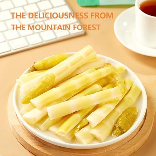 Pickled Pepper Bamboo Shoot Tips,Hand Peeled Bamboo Shoots,Chinese Specialty Crispy Bamboo Shoots,Ready to Eat Casual Snacks,for Breakfast Side Dishes Snack and Salad（90gx3bag）