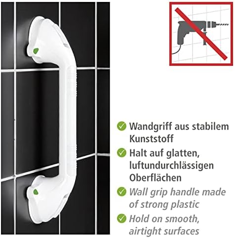 Wenko Wall Grip Secura White 59 cm-with Indicator, 8.5 x 42 x 11.5 cm