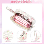 Small Makeup Bag | Discreet Period Bag Pad Pouch for Purse| Sanitary Napkin Storage & Tampon Holder for Travel(Flower bow beige)