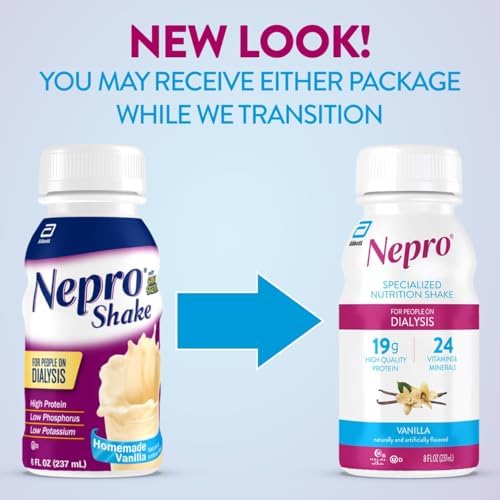 Nepro Nutrition Shake for People on Dialysis, 19g Protein, 420 Calories, Vanilla, 8 fl oz, Pack of 16