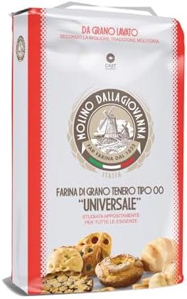 Molino Dallagiovanna All Use Universale Cold Water washed Italian Baking Flour 5kg bakers bag 11 lbs Non GMO, No bleaching, No potassium bromate, No Glyphosate