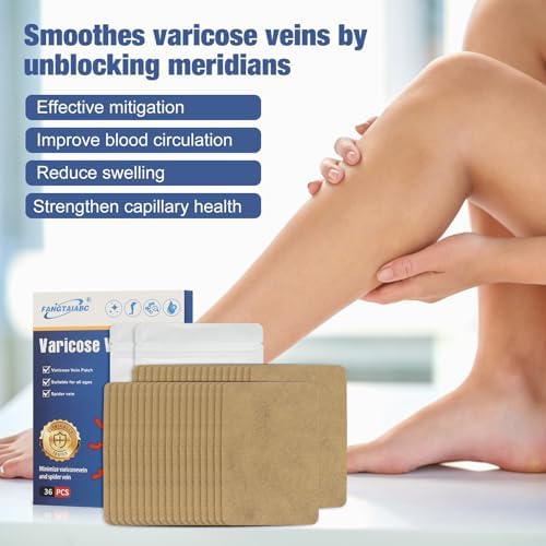36PCS Varicose Veins Patch-Professional Relief for Varicose Veins in The Legs-Natural Improvement Spider Veins Patch- Strengthen Capillary Health and Improve Blood Circulation