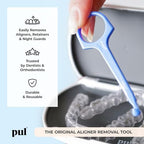 PUL Pack of 2 Aligner Removal Tool – Invisalign Remover Tool & Retainer Hook for Clear Aligners, Trays & Night Guards – Reusable Invisalign Accessories, Aligner Hooks & Retainer Removal Hook – Blue