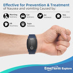 EmeTerm Explore FDA-Cleared Anti-Nausea Wristband IP67 Waterproof Morning Motion Sickness Relief Band Rechargeable Classic Strap Design Drug Free Non-drowsy Without Side Effects Navy Blue