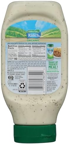 Hidden Valley Original Ranch Organic Salad Dressing & Topping, Gluten Free - 16 Ounce Bottle (Package May Vary)